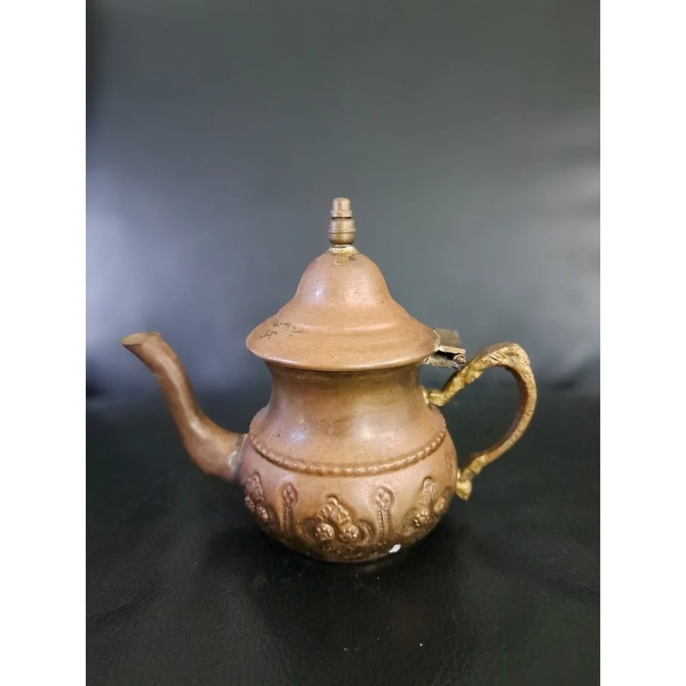 Vintage Brass Dallah Arabic Middle Eastern Etched Coffee Tea Pot‎ 4